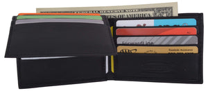 Kids Genuine Leather Slim Flap Up Card ID Bifold Wallet-menswallet