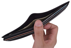 Kids Genuine Leather Slim Flap Up Card ID Bifold Wallet-menswallet
