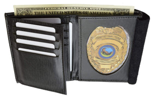 Leather Wallet Badge Holder With ID Black Case 2516 TA (C)-menswallet