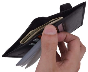 Men's Genuine Leather Multi-Credit Card Holder Wallet W/Protective Band-menswallet