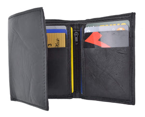 Men's Genuine Leather Trifold Credit Card Money Holder Wallet W/Outside ID Window by Swiss Marshal SM-P1355-menswallet