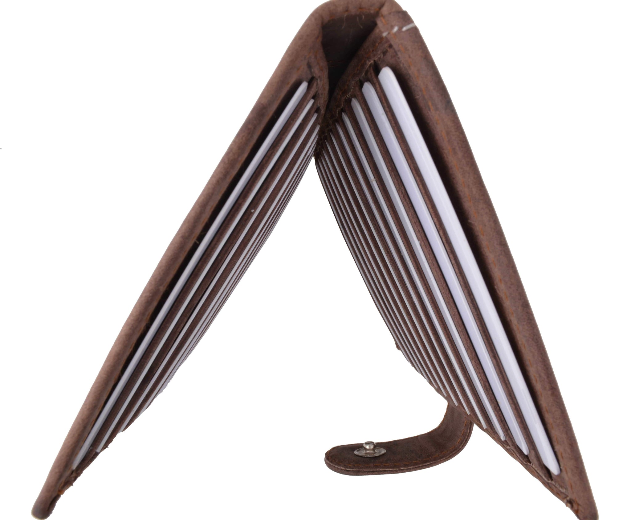 Men's RFID Blocking Soft Vintage Genuine Leather Bifold Credit Card Holder with Button Closure RFID1629HTC-menswallet