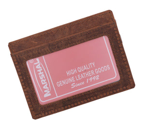 Mens Slim Vintage Genuine Leather RFID Blocking Front Pocket Wallet Thin Card Holder RFID370HTC-menswallet