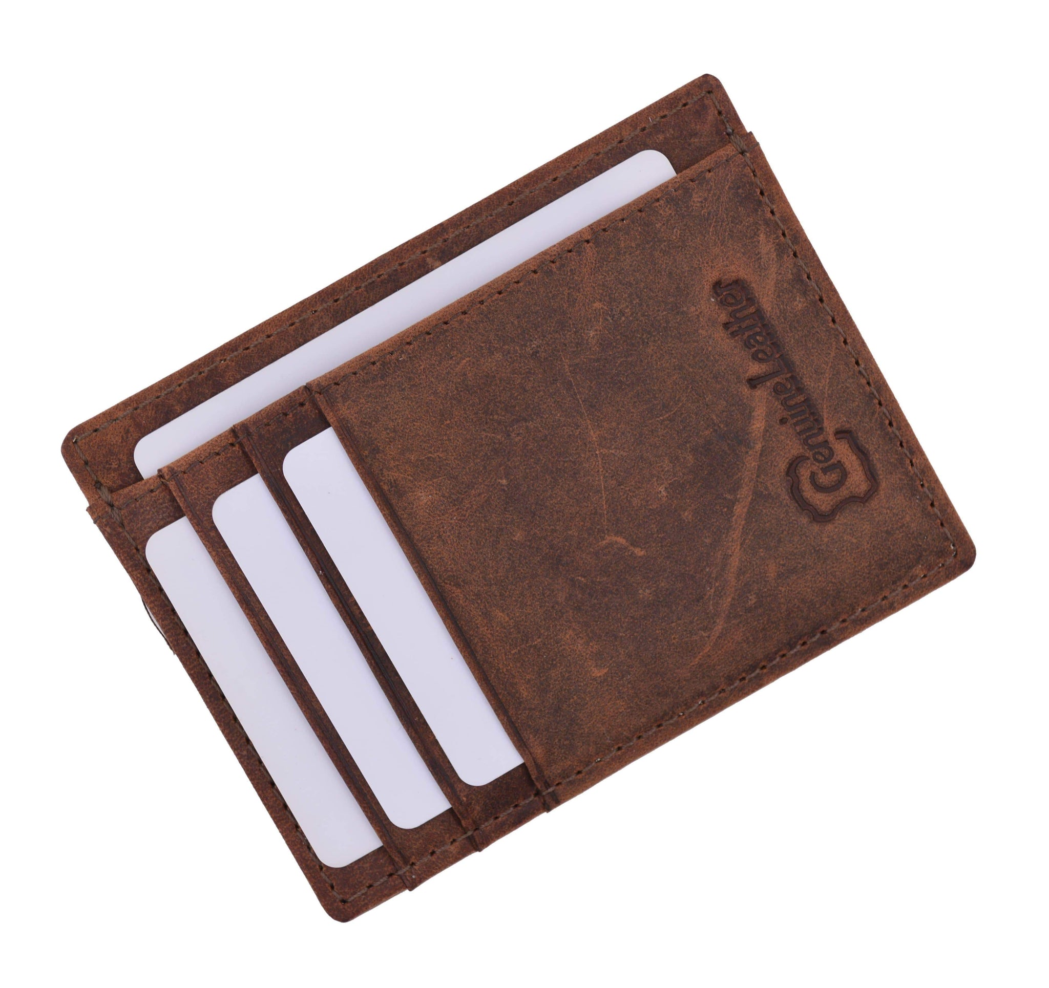 Mens Slim Vintage Genuine Leather RFID Blocking Front Pocket Wallet Thin Card Holder RFID370HTC - wallets for men's at mens wallet