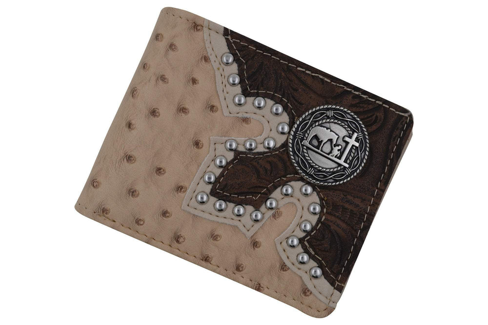 #1 Royal West Men's Western Bifold Wallet – Cross, Praying Cowboy, Deer & Flag