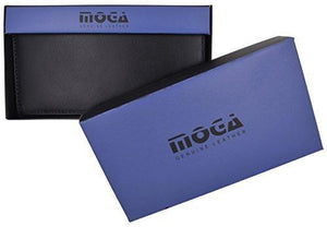 Moga Hand Made Genuine Leather Checkbook & Register Cover Holder Case Slim Wallet (1, Black)-menswallet