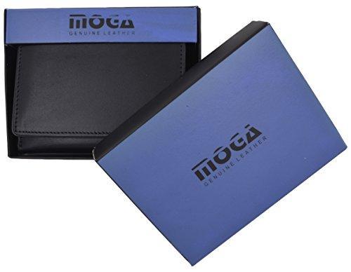 Moga Trifold Genuine Leather Credit Card Holder Wallet for Men with Double ID Window (1, Black) - wallets for men's at mens wallet