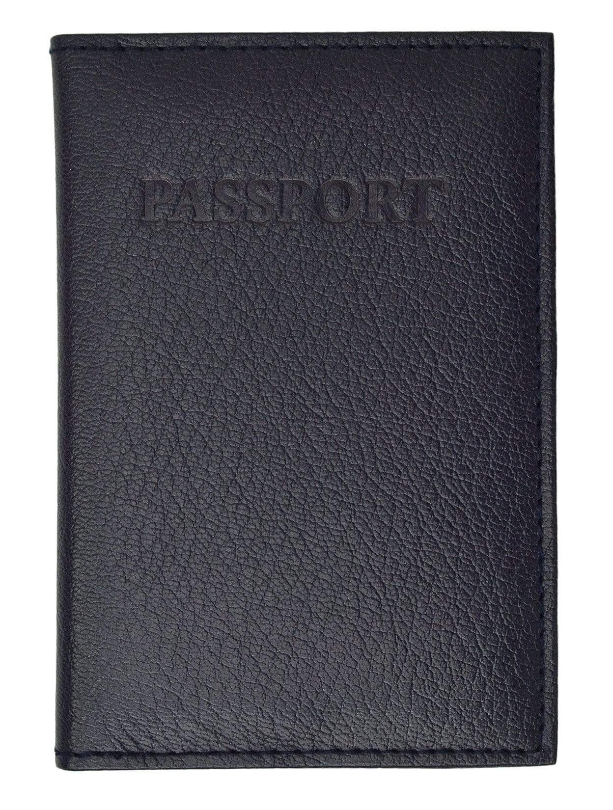 Genuine Leather Passport Cover Holder Wallet Case Travel Many Colors 601 CF BLIND (C)-menswallet