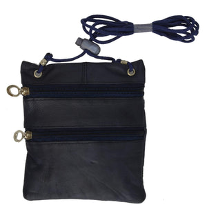 Soft Genuine Leather Purse Organizer Shoulder Bag 3 Zipper Pocket Travel Wallet 537 (C)-menswallet
