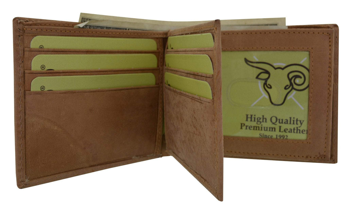 New Cavelio Hunter Premium Leather 2 Center Flaps 2 ID Windows Card Holder Bifold Wallet HU1852 (C) - wallets for men's at mens wallet