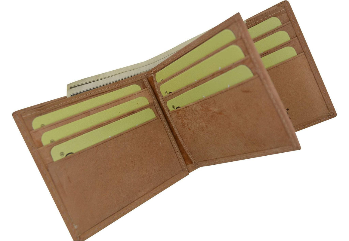 New Cavelio Hunter Vintage Style Series Premium Leather Fixed Center Flap Credit Card ID Holder Bifold Wallet HU52 (C) - wallets for men's at mens wallet