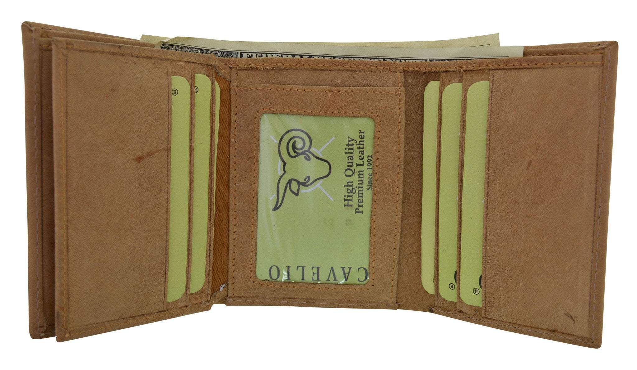 New Hunter Series Premium Leather Vintage Style Trifold Credit Card Holder Wallet by Cavelio HU1107 (C) - wallets for men's at mens wallet