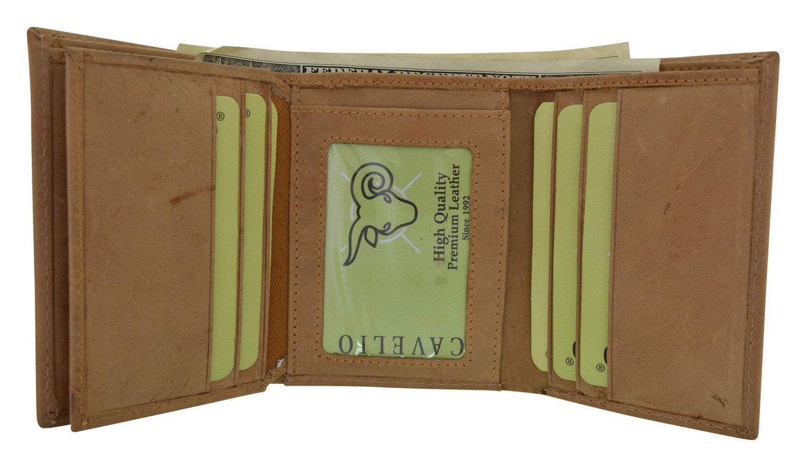 New Hunter Series Premium Leather Vintage Style Trifold Credit Card Holder Wallet by Cavelio HU1107 (C) - wallets for men's at mens wallet