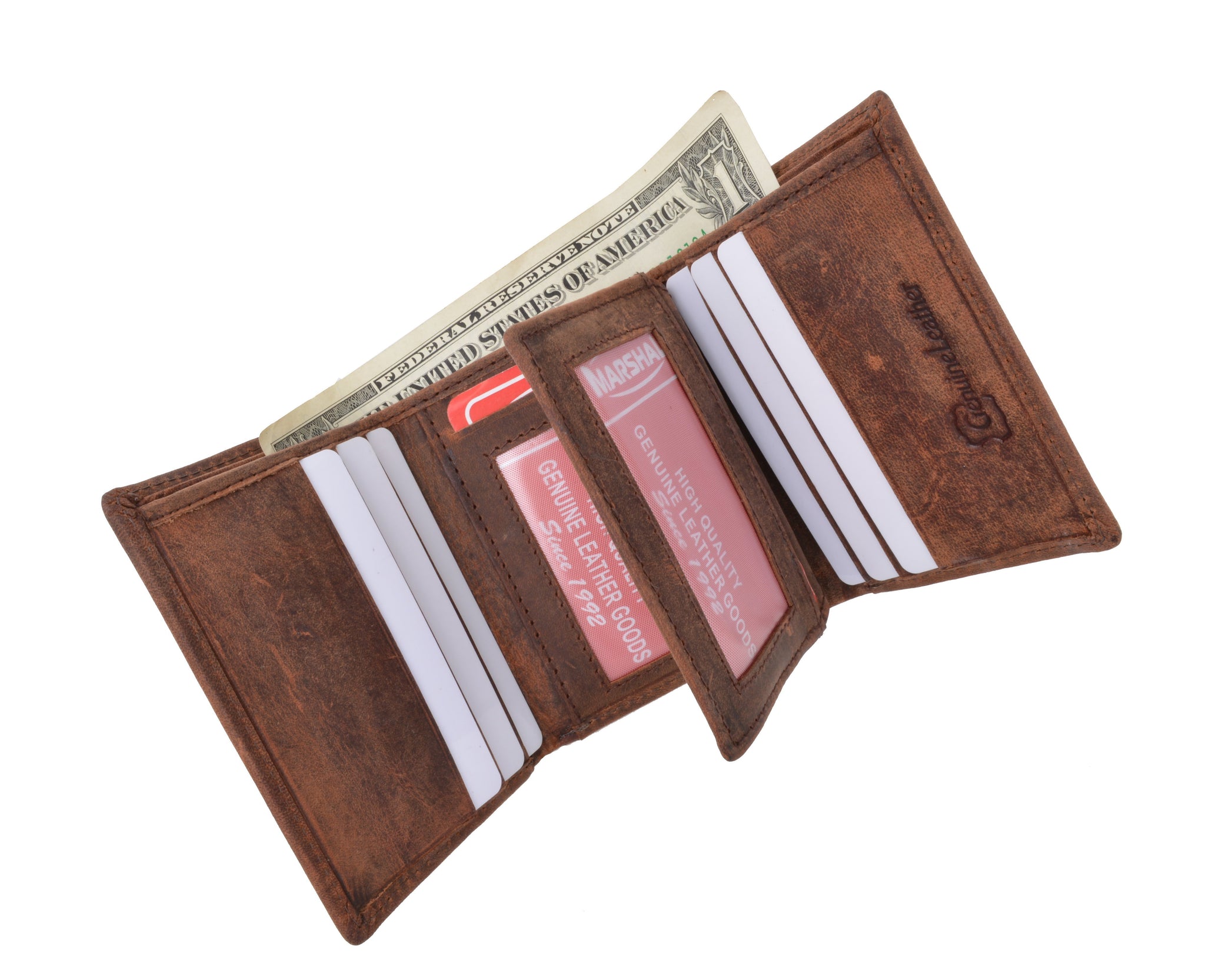 New RFID Blocking Mens Vintage Soft Genuine Leather Classic Trifold Wallet  RFID1107HTC - wallets for men's at mens wallet