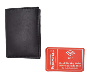 New RFID Blocking Slim Thin Mens Bifold Soft Genuine Leather ID Wallet Black Card Holder RFIDP71-menswallet