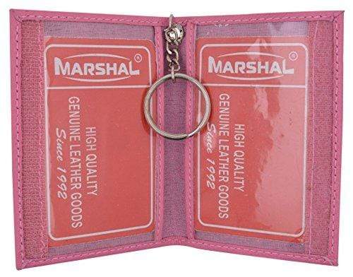 Genuine Lambskin Soft Leather Credit card Id Card Holder with Key Chain by Marshal-menswallet