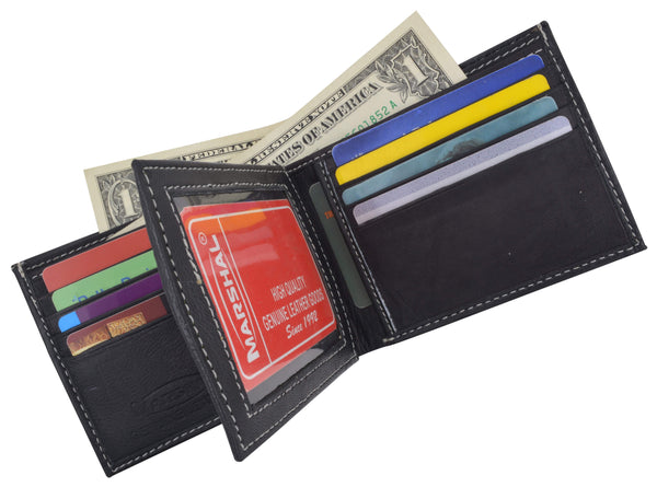 marshal-premium-soft-leather-center-flap-id-card-holder-bifold-wallet ...