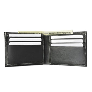 Premium Soft Leather Flap Up ID Card Holder Bifold Mens Black Wallet 960053-menswallet