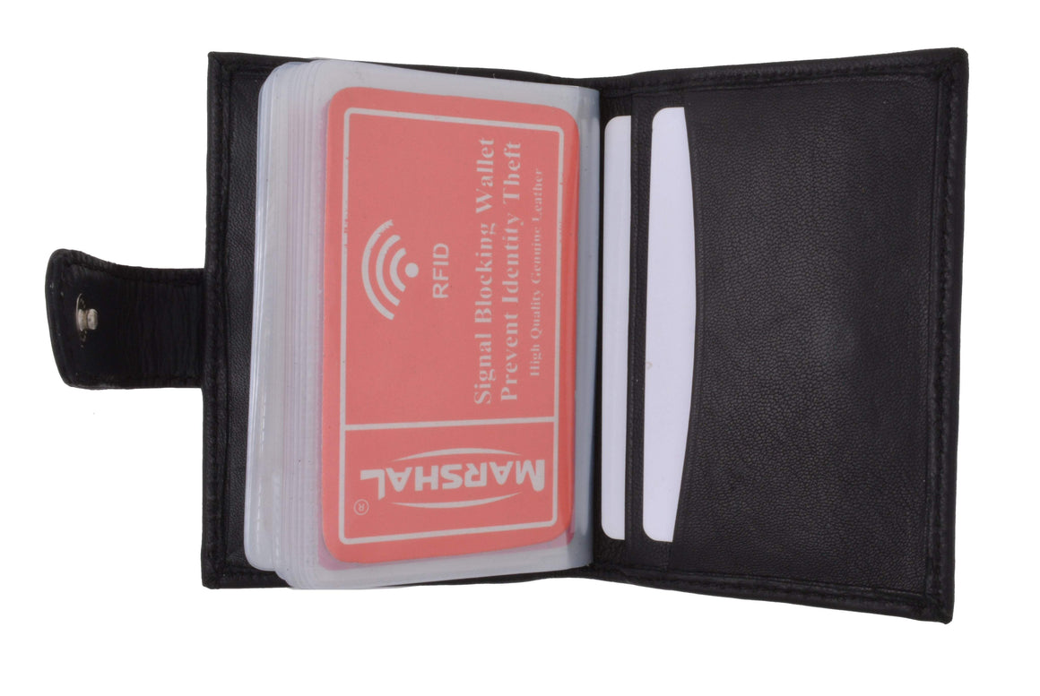 Premium Soft Leather RFID Blocking Credit Card ID Holder with Snap Closure RFIDP570-menswallet