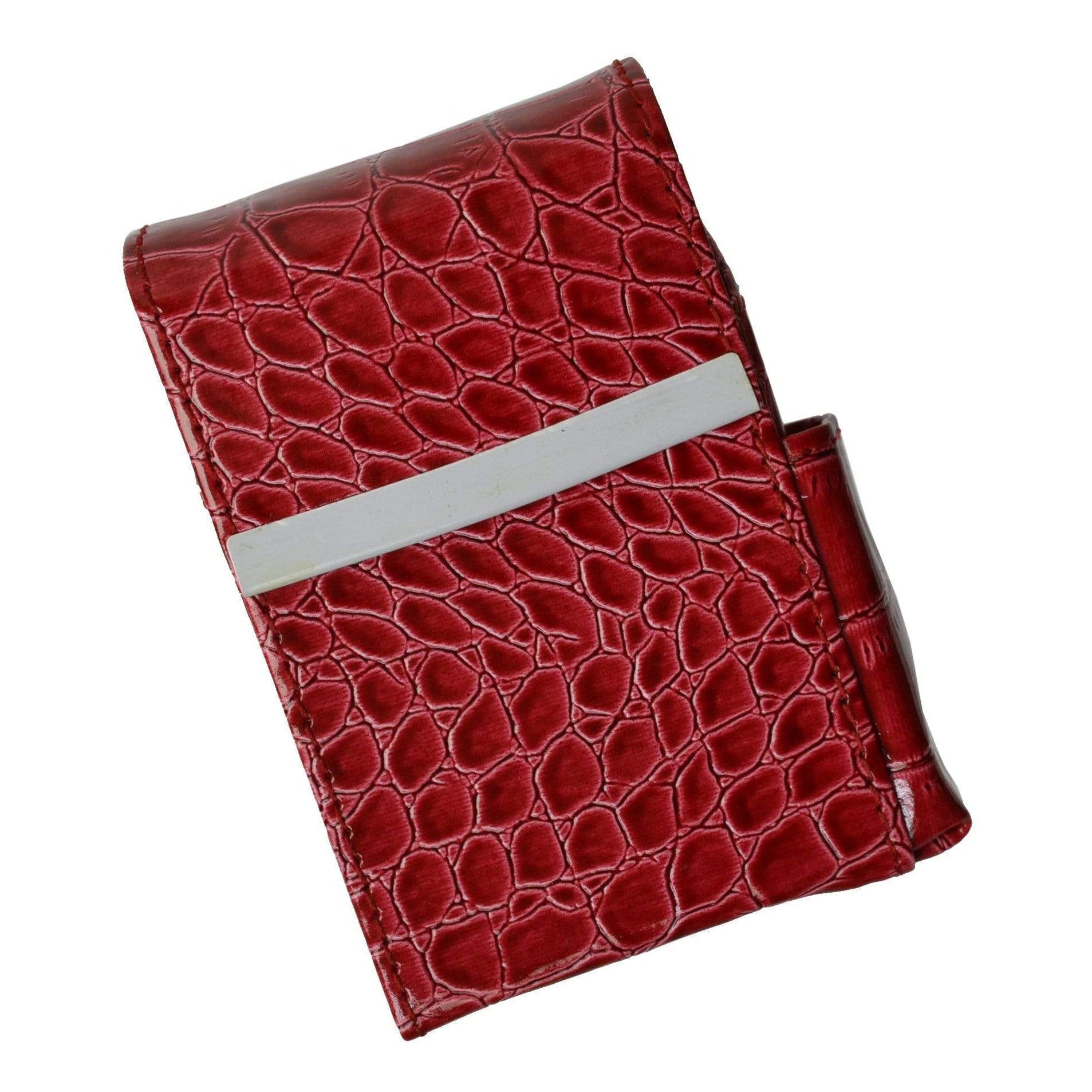 red cigarette case Crocodile Pattern Genuine Leather Cigarette Case Holder with Lighter Pocket 92812CR (C) red cigarette case Crocodile Pattern Genuine Leather Cigarette Case Holder with Lighter Pocket 92812CR (C)