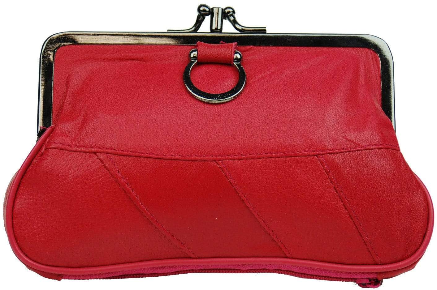 Marshal Genuine Leather Change Purse with Clasp Closure 11-3016 Red