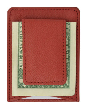 Mens Genuine Leather Magnetic Money Clip Credit Card Holder Wallet 910R (C)-menswallet