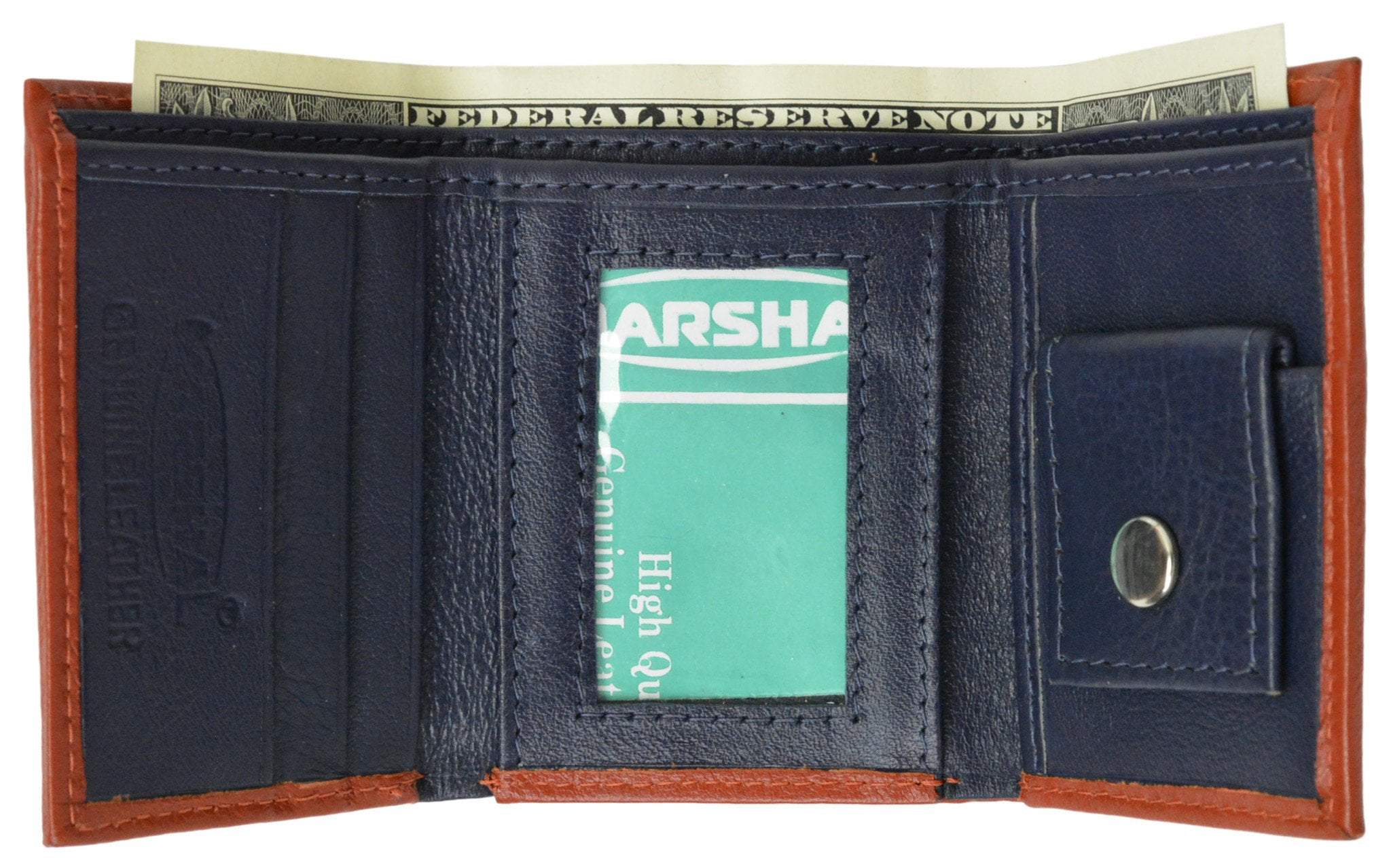 Premium Soft Leather Childrens Trifold Wallet Kids Bicolor Wallet Gift P 825 (C)-menswallet