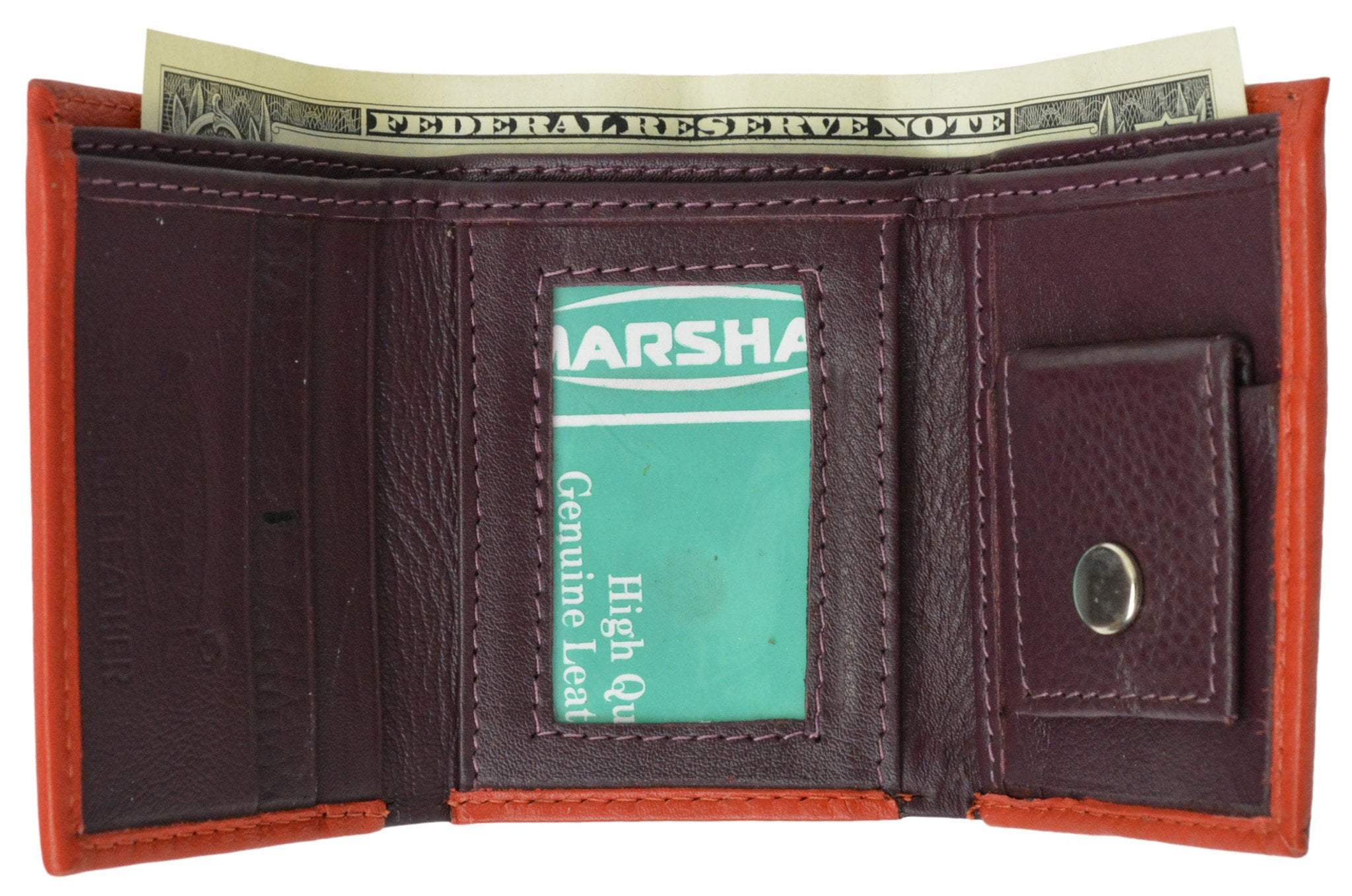 Premium Soft Leather Childrens Trifold Wallet Kids Bicolor Wallet Gift P 825 (C)-menswallet