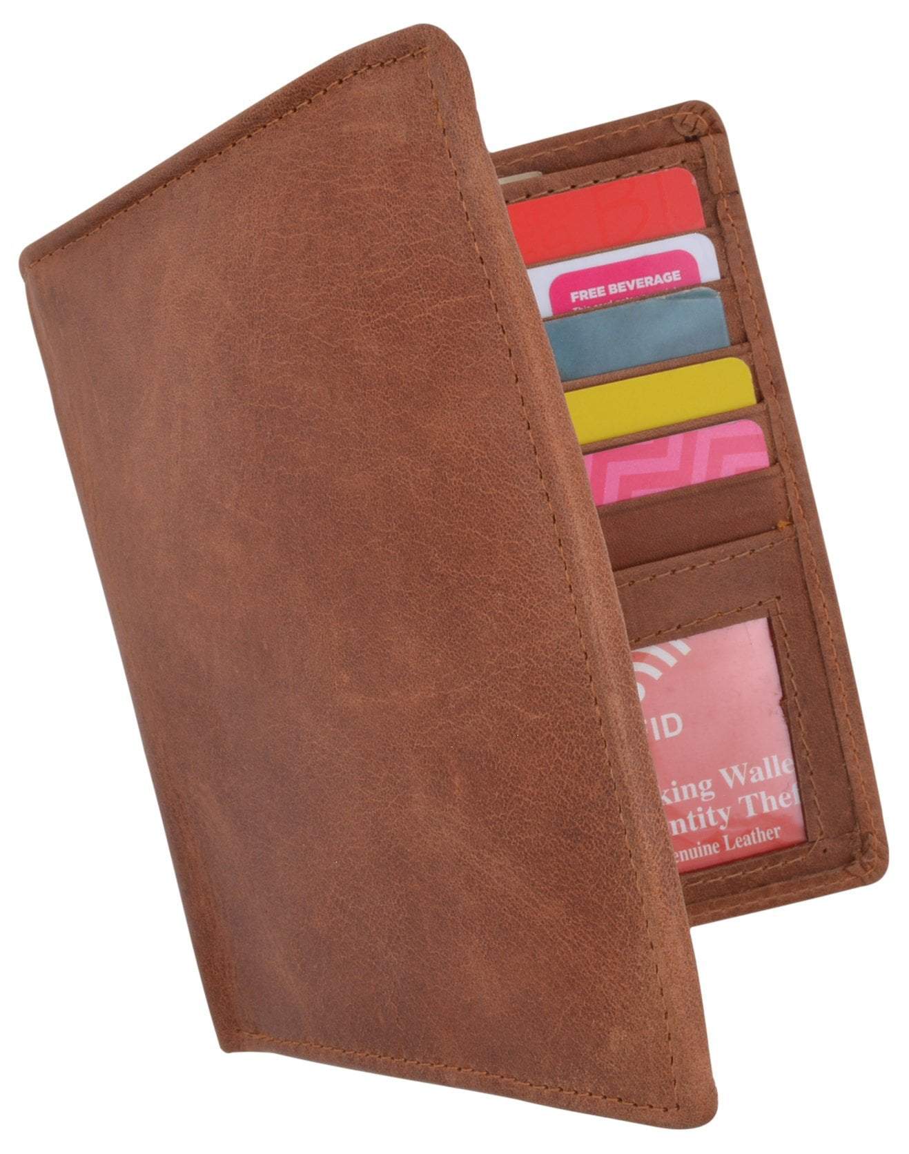 RFID Blocking Hunter Leather Bifold Slim Hipster Credit Card Double ID Vintage Wallet - wallets for men's at mens wallet