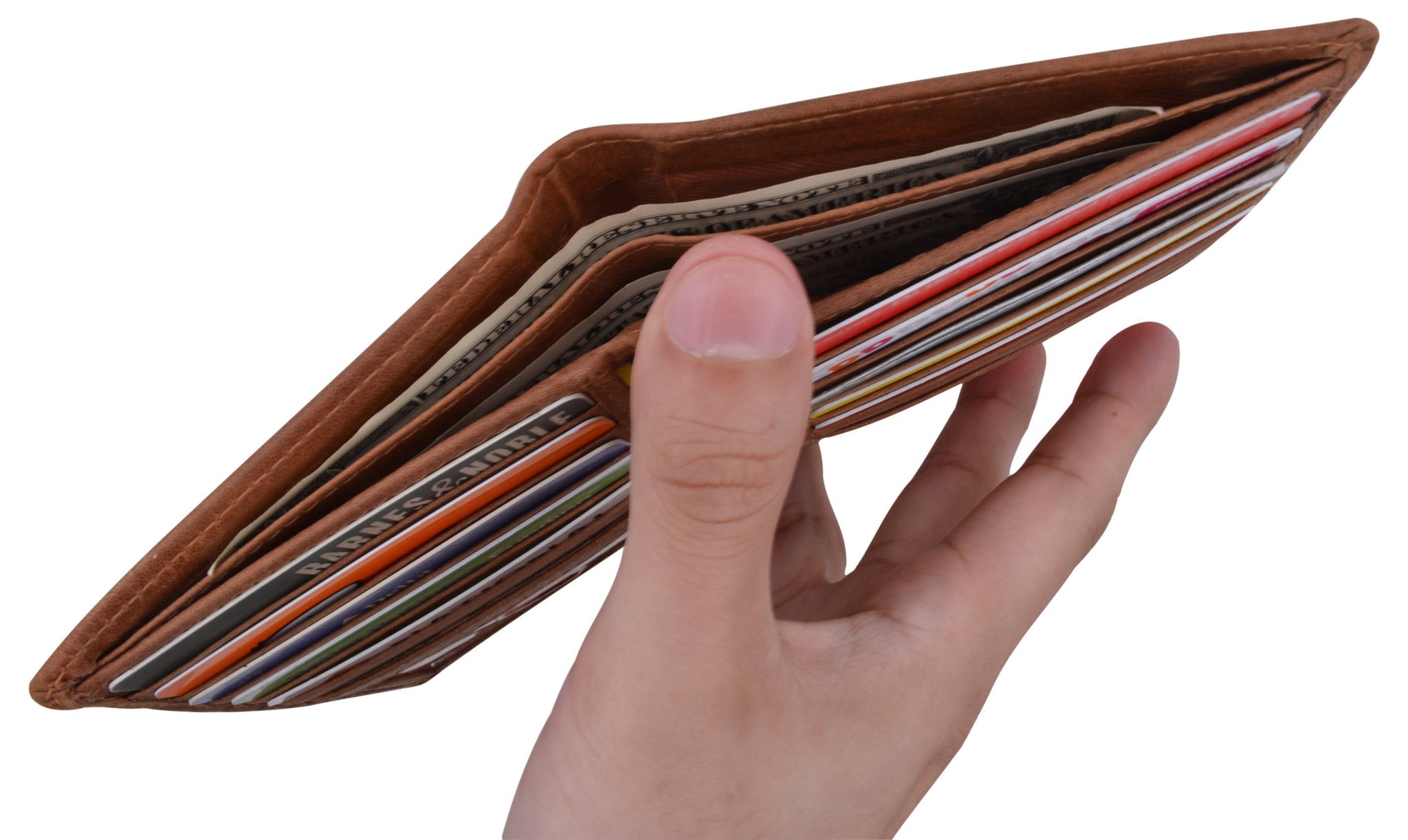 RFID Blocking Hunter Leather Bifold Slim Hipster Credit Card Double ID Vintage Wallet - wallets for men's at mens wallet