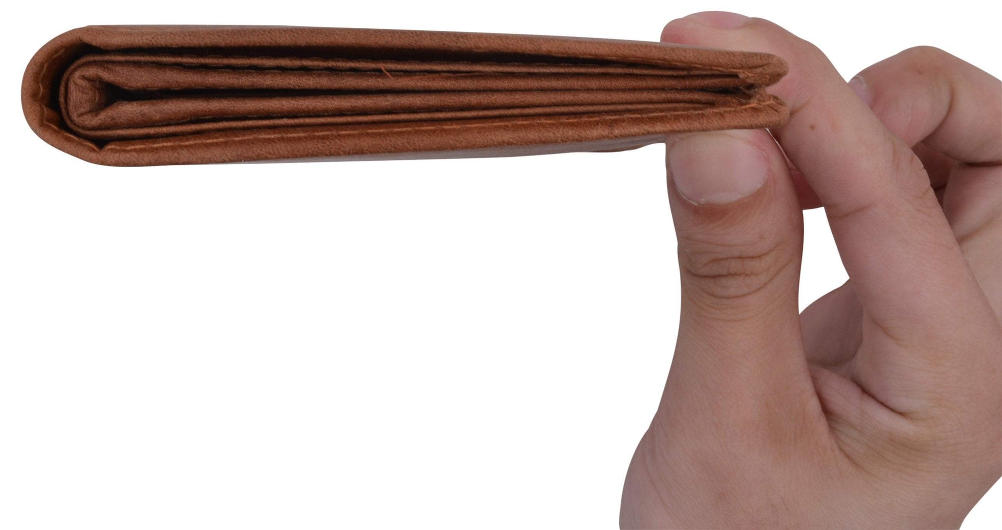 RFID Blocking Hunter Leather Bifold Slim Hipster Credit Card Double ID Vintage Wallet - wallets for men's at mens wallet