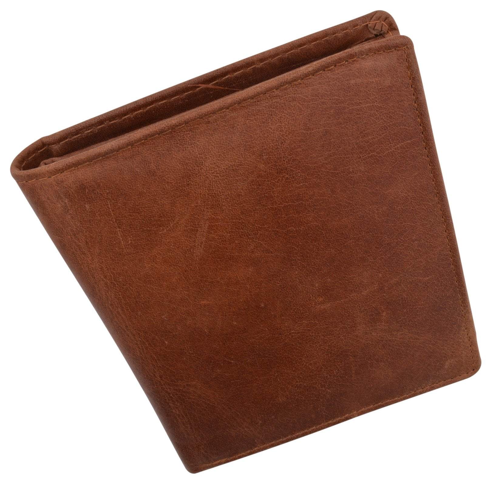 RFID Blocking Hunter Leather Bifold Slim Hipster Credit Card Double ID Vintage Wallet - wallets for men's at mens wallet