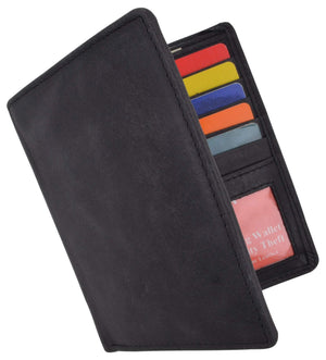 RFID Blocking Hunter Leather Bifold Slim Hipster Credit Card Double ID Wallet-menswallet