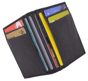RFID Blocking Mini Wallet Genuine Leather Slim Front Pocket Wallet Ultra Thin Credit Card Holder Sleeve with ID Windows-menswallet
