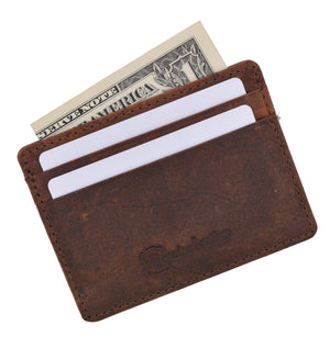 RFID Blocking Slim Vintage Look Leather Wallet Credit Card Case Sleeve Card Holder Thin Wallet RFID170HTC-menswallet