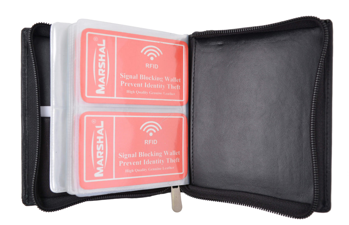 RFID Blocking Soft Genuine Leather Zip-Around Credit Card Holder Wallet RFIDP2670 - wallets for men's at mens wallet