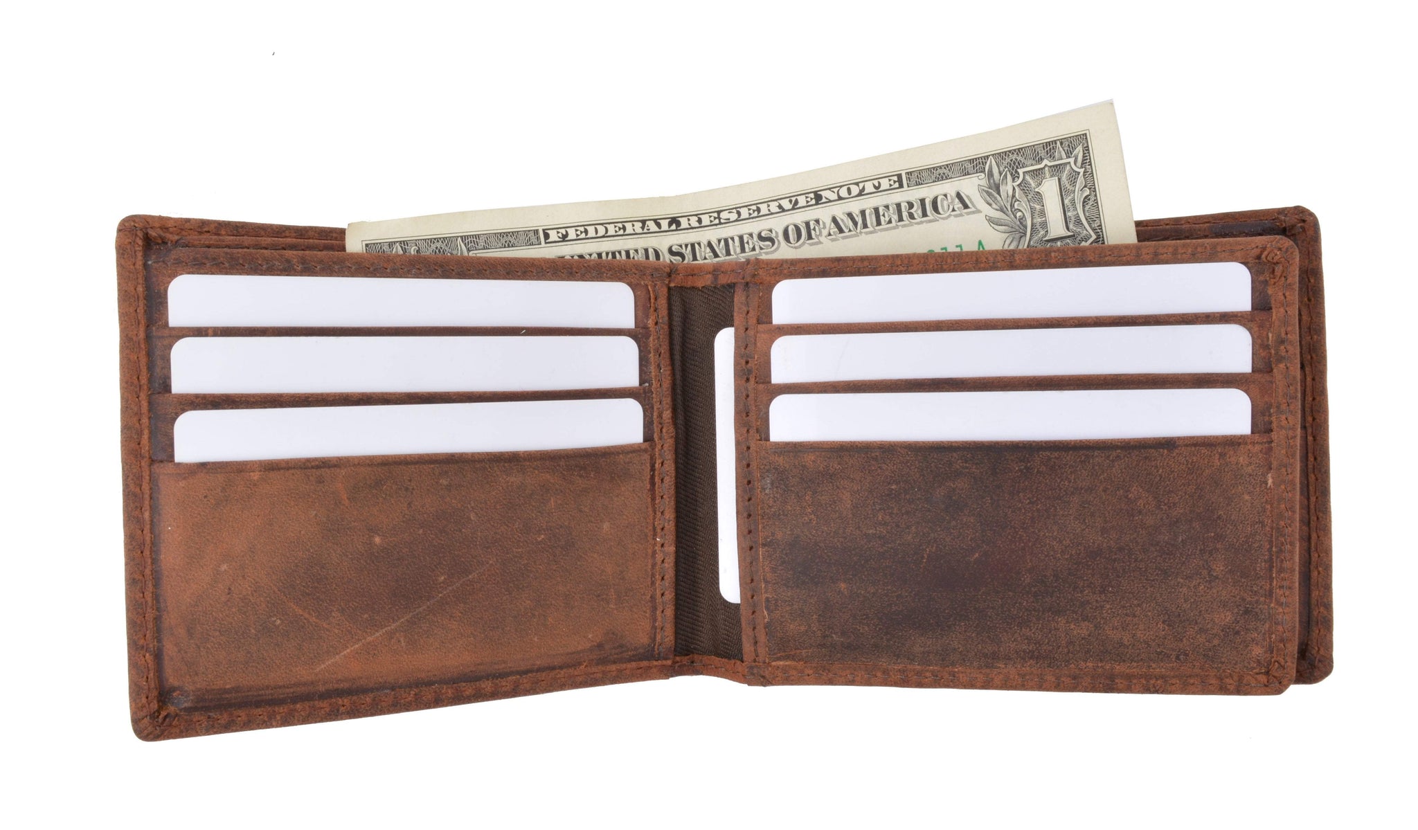 RFID Blocking Vintage Soft Genuine Leather Men's Multi-Card Compact Center Flip Bifold Wallet RFID52HTC - wallets for men's at mens wallet