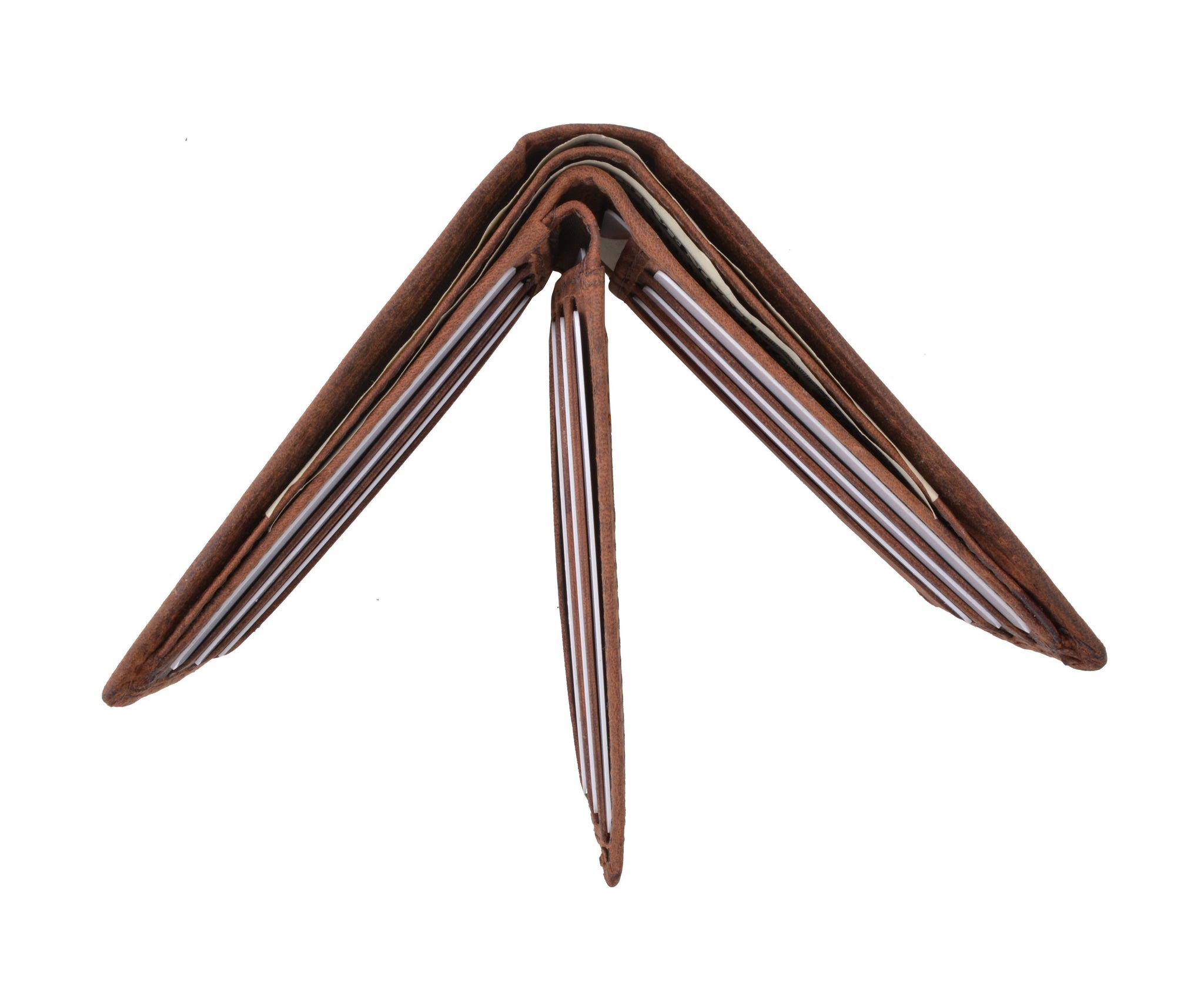 RFID Blocking Vintage Soft Genuine Leather Men's Multi-Card Compact Center Flip Bifold Wallet RFID52HTC - wallets for men's at mens wallet