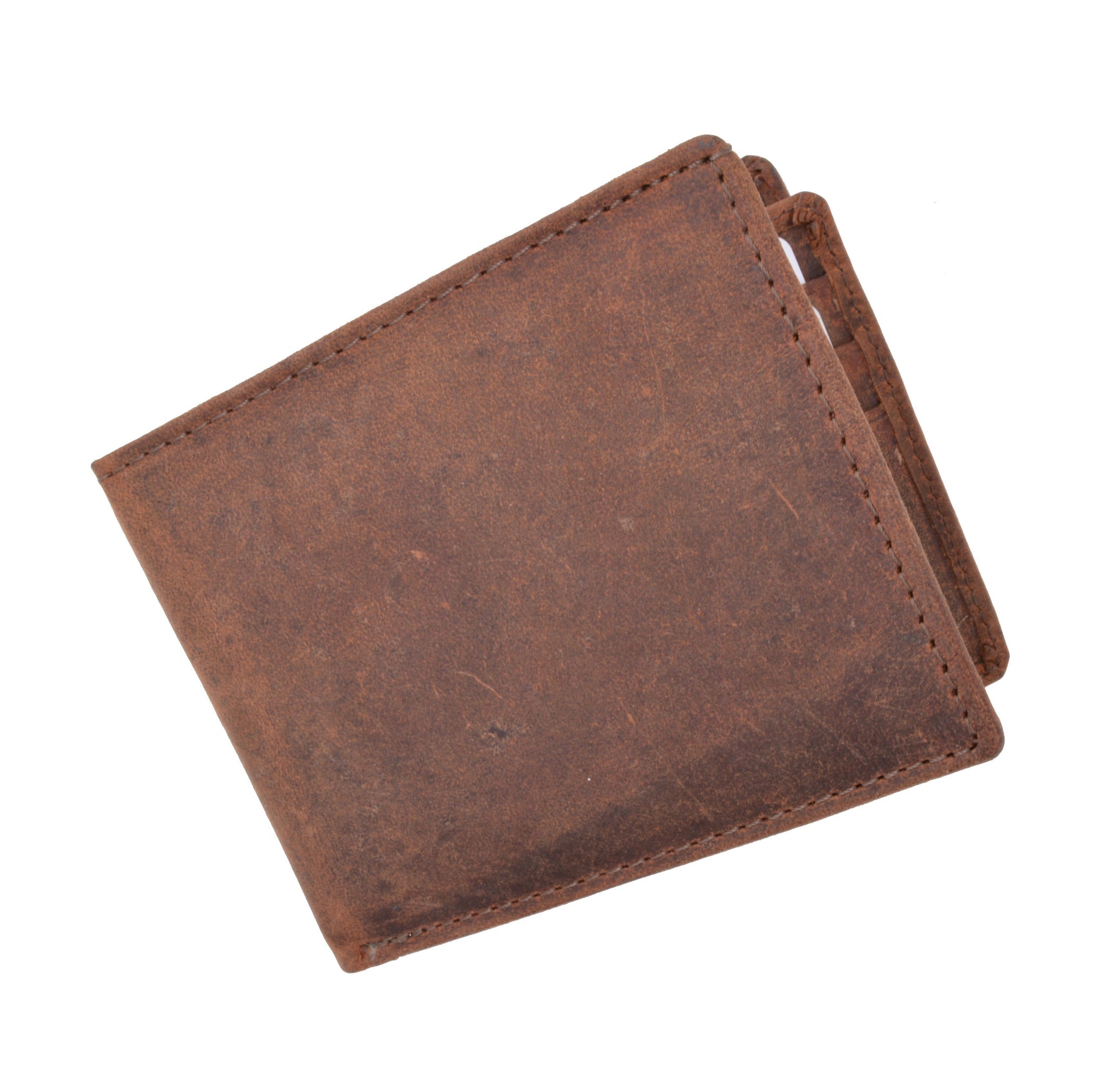 RFID Blocking Vintage Soft Genuine Leather Men's Multi-Card Compact Center Flip Bifold Wallet RFID52HTC - wallets for men's at mens wallet