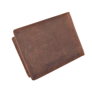 RFID Blocking Vintage Soft Genuine Leather Men's Multi-Card Compact Center Flip Bifold Wallet RFID52HTC-menswallet