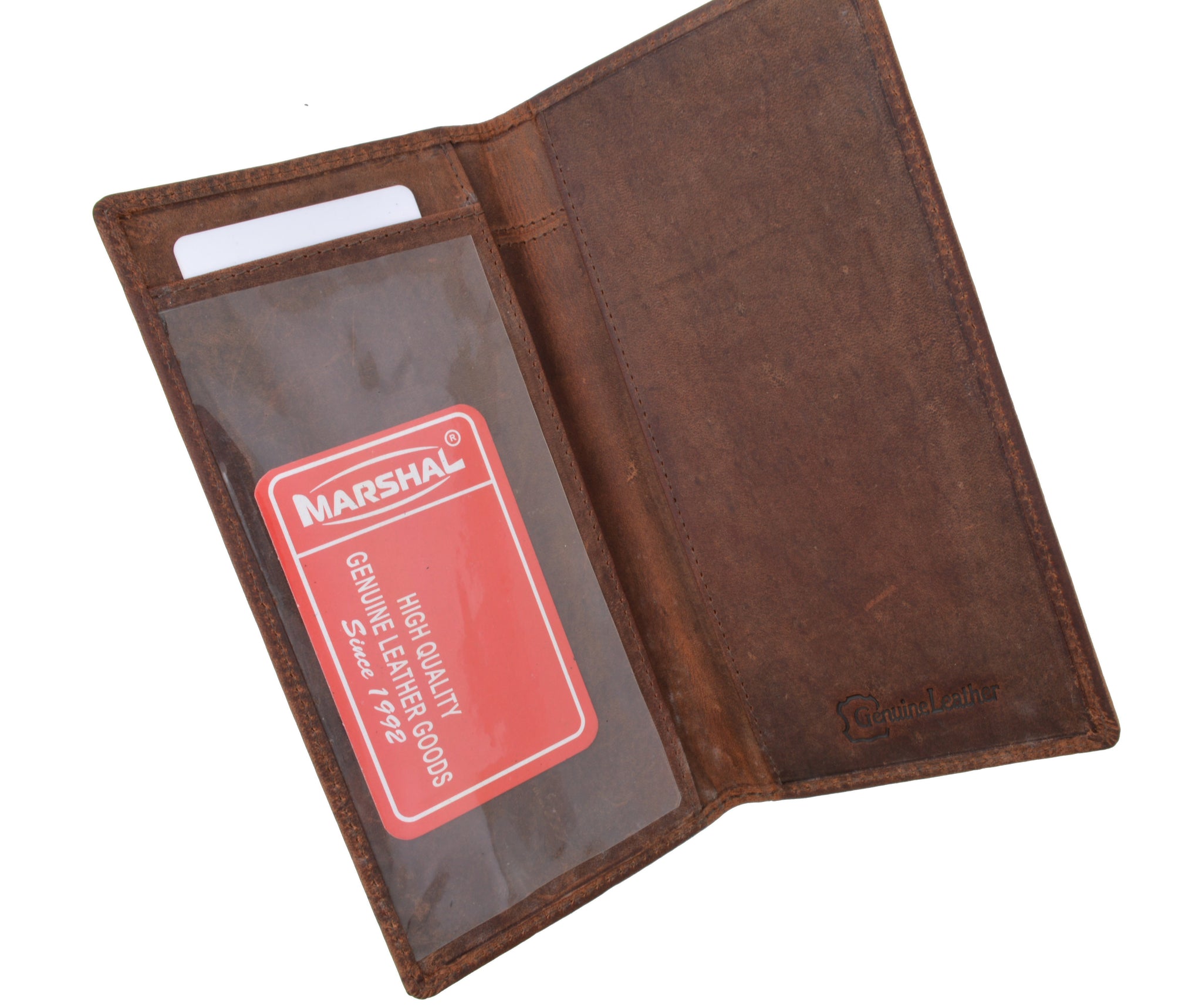 RFID Blocking Vintage Style Genuine Leather Simple Checkbook Cover RFID156HTC-menswallet