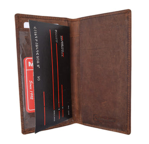 RFID Blocking Vintage Style Genuine Leather Simple Checkbook Cover RFID156HTC-menswallet