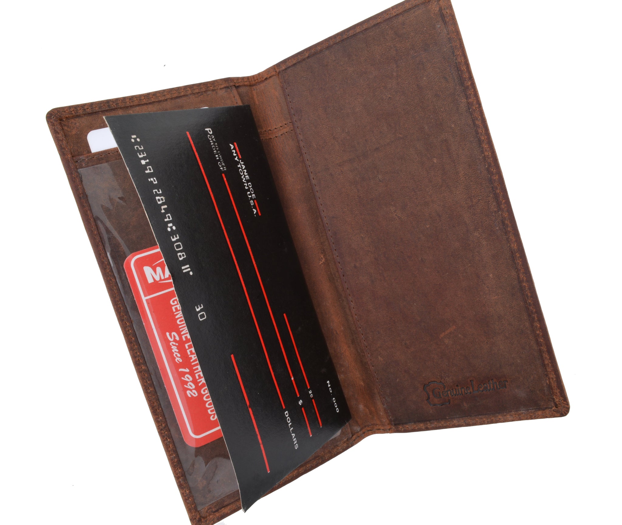 RFID Blocking Vintage Style Genuine Leather Simple Checkbook Cover RFID156HTC-menswallet