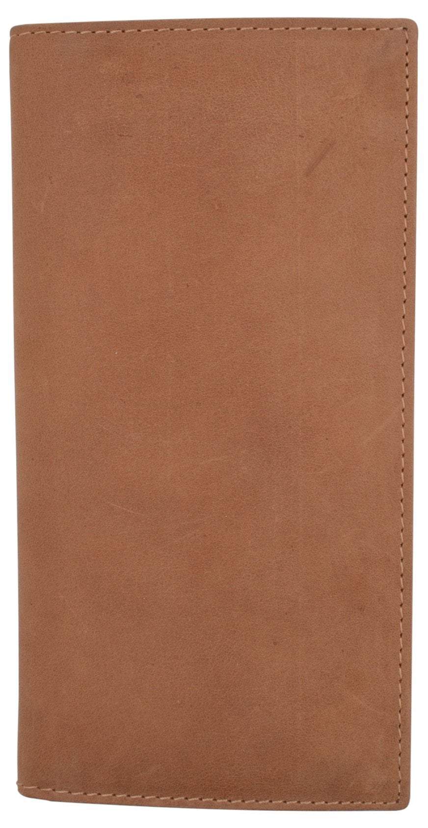 RFID Blocking Vintage Style Hunter Leather Simple Checkbook Cover Tan - wallets for men's at mens wallet