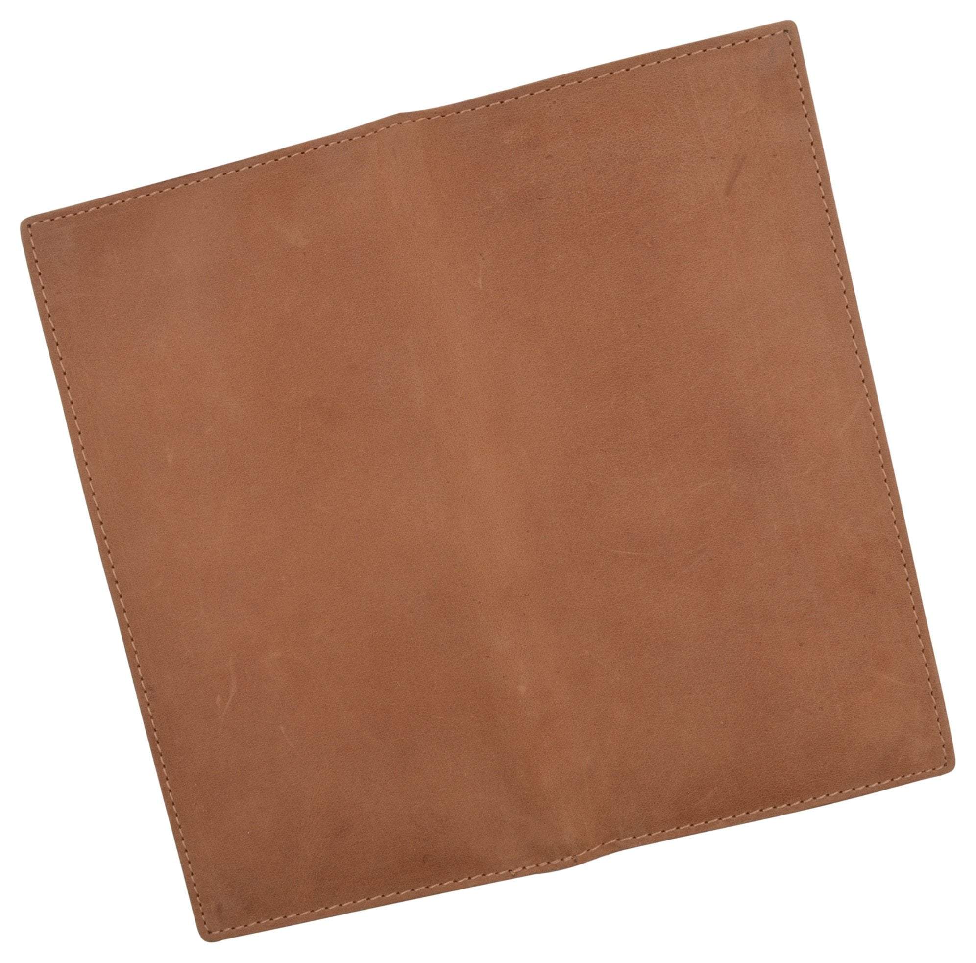 RFID Blocking Vintage Style Hunter Leather Simple Checkbook Cover Tan - wallets for men's at mens wallet