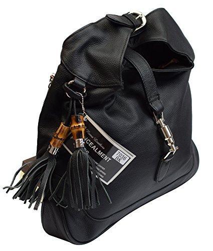 Roma Leathers Concealed Gun Carry, Tall Leather Hobo w/Holster - Black - wallets for men's at mens wallet