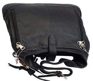 Roma Leathers Concealed Gun Carry, Tall Leather Hobo w/Holster - Black-menswallet