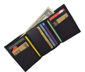 Swiss Marshal Men's Premium Leather Trifold Center Flap Up ID Credit Card Holder Wallet SW-P1755-menswallet
