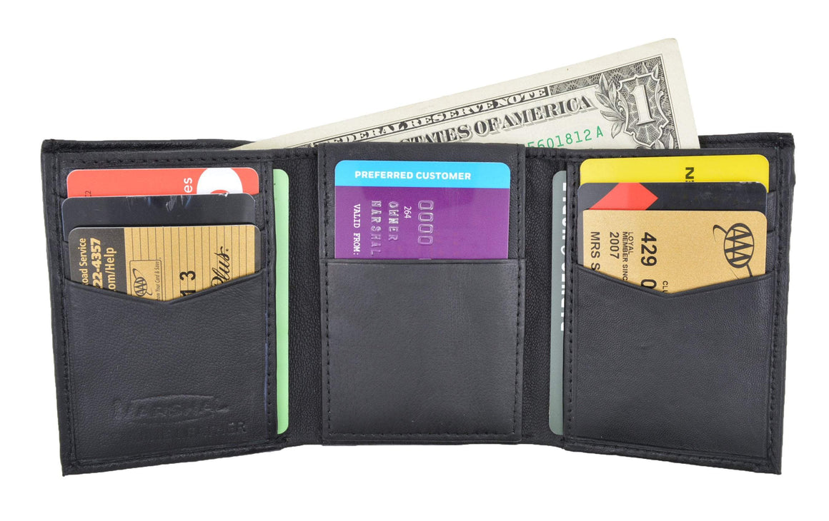 Swiss Marshal Soft Genuine Leather Men's Trifold Middle Flap ID Windows Credit Card Holder Wallet SW-P2755-menswallet