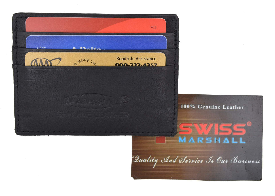 Swiss Marshal Soft Premium Genuine Leather Slim Thin Credit Card Money Bill Holder Wallet SM-P170-menswallet